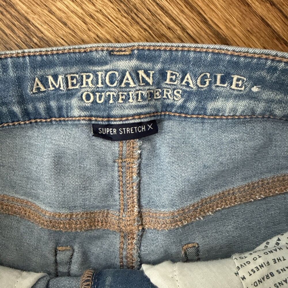 American Eagle Outfitters Med Blue Distressed Super Stretch X Jeans Women 6 - Picture 3 of 7